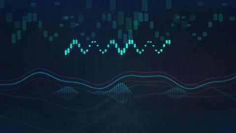 Abstract Digital Financial Data Visualization with Glowing Blue Charts and 库存影片 340397998