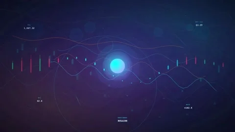 Abstract Digital Financial Data Visualization with Glowing Blue Light and Stock-Footage 340400054