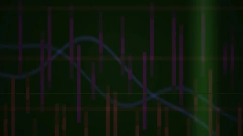 Abstract Digital Financial Data Visualization with Moving Trend Lines and B.. Stock Footage 341779431