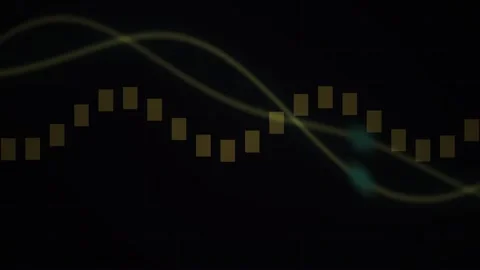 Abstract Digital Financial Data Visualization with Moving Wave Lines and Ba.. Stock Footage 341779438