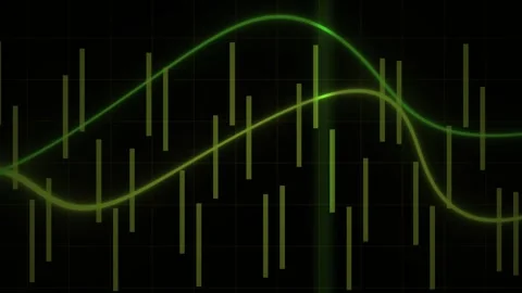 Abstract Digital Financial Data Visualization with Moving Wave Lines and Ve.. Stock Footage 341779440