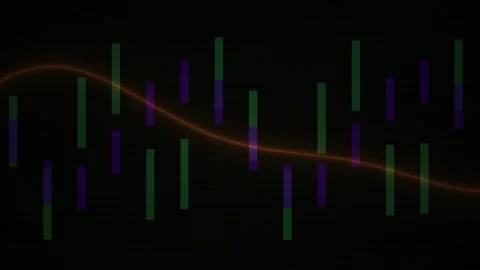Abstract Digital Financial Data Visualization with Moving Waveform and Bar .. Stock Footage 341779443