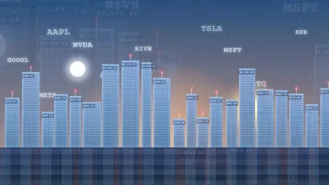 Abstract Digital Financial Data Visualization with Animated Stock Market Bar 스톡 동영상 343439492