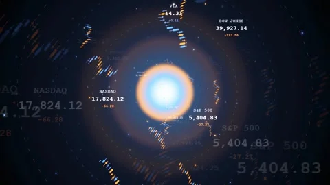 Abstract digital financial data visualization with glowing light and floating 스톡 동영상 343439913