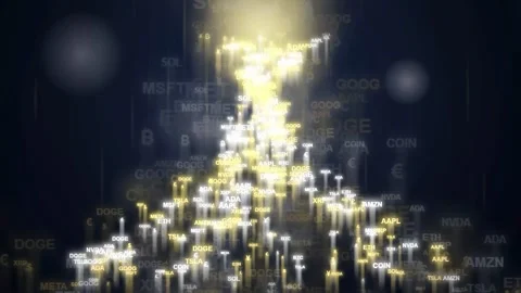 Abstract Digital Financial Data Visualization with Glowing Golden Candlestick 스톡 동영상 343440225