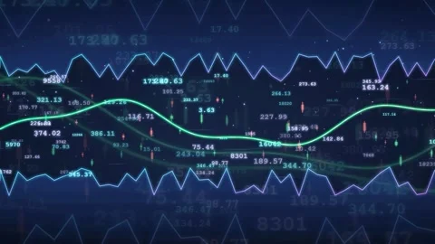 Abstract Digital Financial Data Visualization with Moving Graphs and Numerical 스톡 동영상 343443920