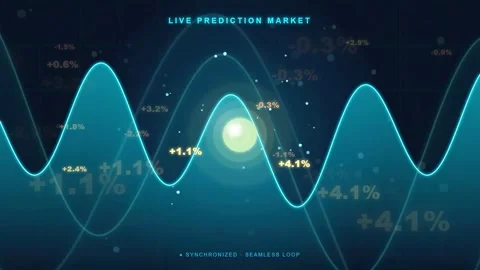 Abstract digital financial data visualization with glowing wave lines and Stock Footage 343869716