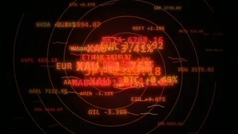 Abstract digital financial data visualization with glowing red stock market Stock Footage 344774815