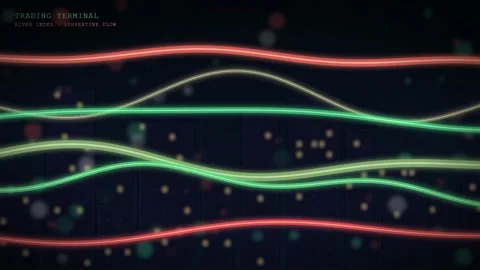 Abstract Digital Financial Data Visualization with Glowing Waveform Lines on Video stock 344775459