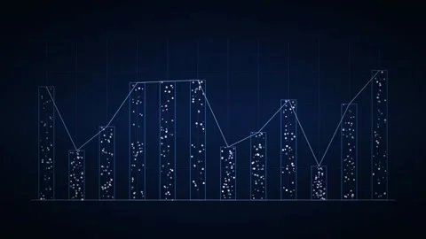 Abstract Digital Financial Data Visualization with Animated Glowing Bar Charts Stock Footage 344775770