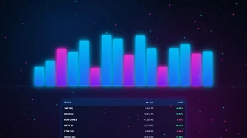 Abstract Digital Financial Data Visualization with Animated Neon Blue and Pink Stock Footage 344775905