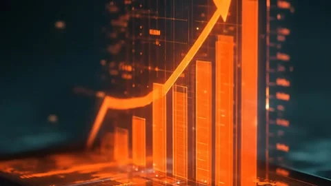 Abstract digital financial graph ascending with arrow on dark background Stock Footage 319439037
