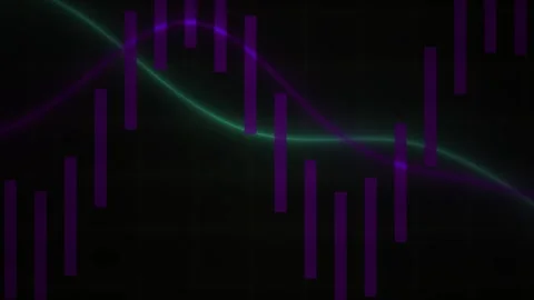 Abstract Digital Financial Market Data Visualization with Moving Wave Pattern Stock Footage 341779479