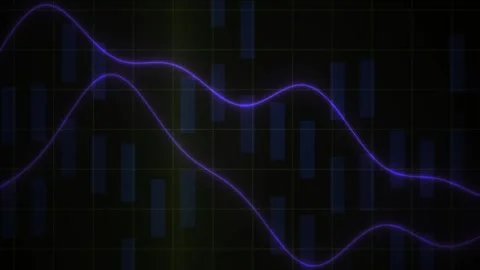 Abstract Digital Financial Market Data Visualization with Glowing Blue Tren.. Stock Footage 341779498