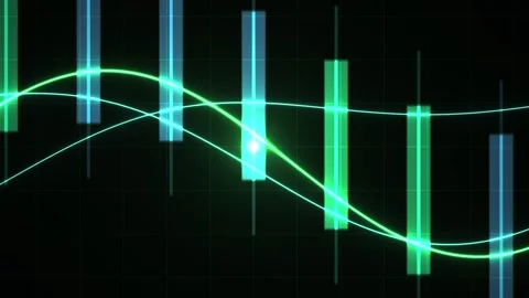 Abstract Digital Financial Market Data Visualization with Glowing Green Wav.. Stock Footage 341779522