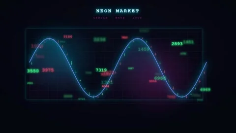 Abstract Digital Financial Market Data Visualization with Glowing Neon Graphs Stock Footage 344775440