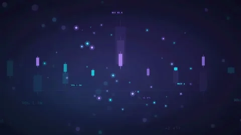 Abstract Digital Financial Trading Chart with Candlestick Patterns and Data Stock Footage 340397349