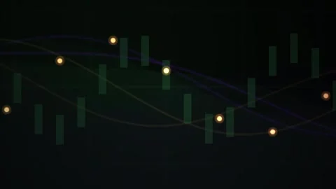 Abstract digital financial trading chart with glowing data points and wave .. Stock Footage 346325816