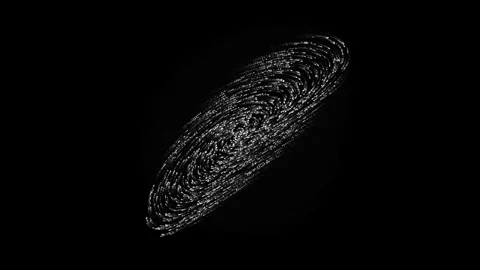 Abstract digital fingerprint composed of white glowing light particles and .. Stock Footage 344240328
