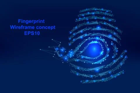 Abstract  Digital-fingerprint with points, lines, and shapes in the form vect Illustrazione stock
