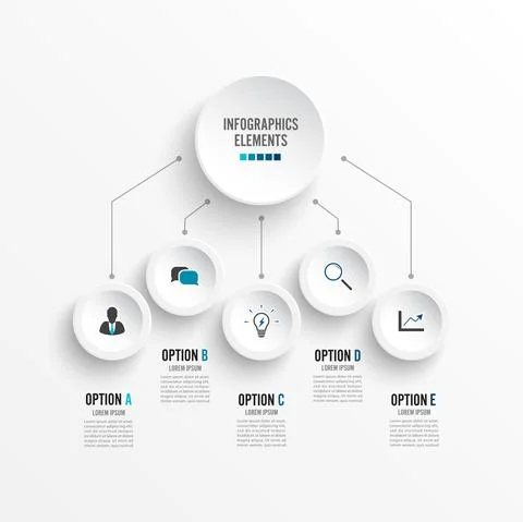 Abstract digital five options. Vector illustration can be used for workflow l Stock Illustration