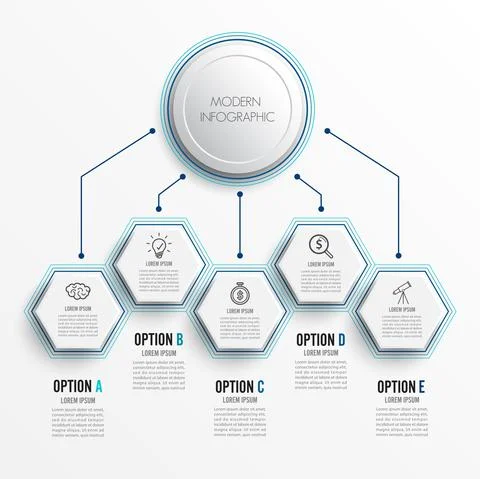 Abstract digital five options. Vector illustration can be used for workflow l Stock Illustration