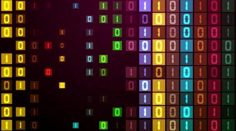 Abstract Digital Flat Screen Multicolored Grid Square Matrix Binary Code Pattern Stock Illustration