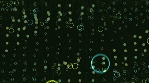 Abstract Digital Floating Circles on Dark Background Stock Footage 297675058