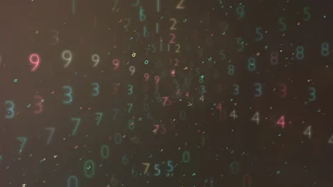 Abstract Digital Floating Colorful Numbers and Futuristic Glow Stock Footage 309244091
