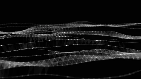 Abstract digital flow particles. Cyber network connection background. Stock Footage 168421063