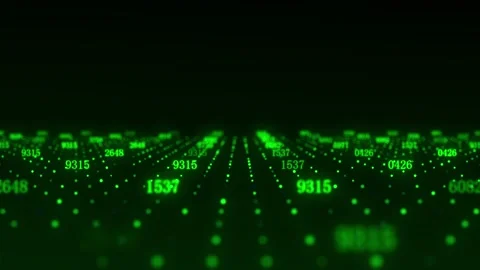 Abstract digital flow particles with digital data. Matrix sciense backdrop. 動画素材 229124615