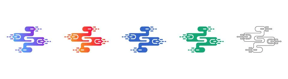 Abstract Digital Flow Path Icon Collection Stock Illustration