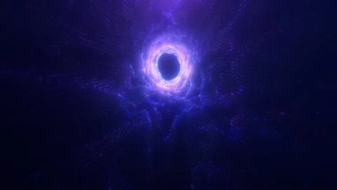 Abstract digital flow of Sci Fi glowing purple enegy tunnel on dark backgro.. 스톡 일러스트