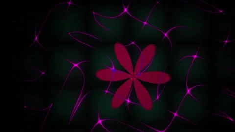 Abstract Digital Flower Animation with Pulsing Neon Light Patterns. Stock Footage 341779558