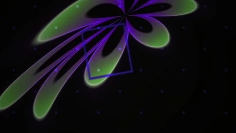 Abstract Digital Flower Animation with Rotating Geometric Patterns and Neon.. Stock Footage 340494245