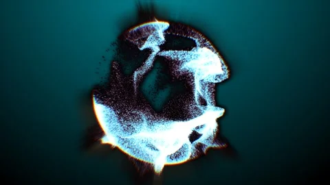 Abstract Digital Fluid Sphere of Blue and Orange Particles Stock Footage 338186088