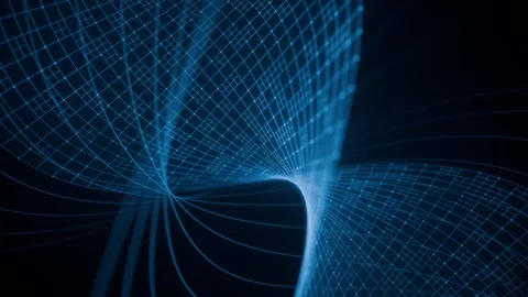 Abstract digital form made of blue futuristic grid with glowing neon lines Stock Footage 328722377
