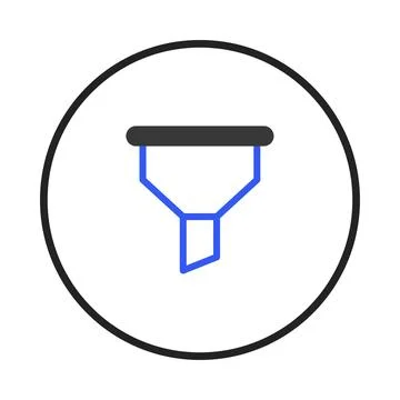 Abstract digital funnel illustration inside of circle to filter information.. Illustrazione stock