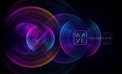 Abstract digital future circle shapes vector background consist on wave lines Stock Illustration