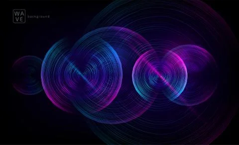 Abstract digital future wave lines vector background in circle shape. Tech music Stock Illustration