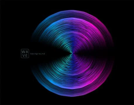 Abstract digital future wave lines vector background in circle shape. Tech music Stock Illustration