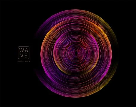 Abstract digital future wave lines vector background in circle shape. Tech music Stock Illustration