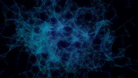 Abstract digital galaxy from random glowing dots and lines on a black backg.. Stock Footage 239911201