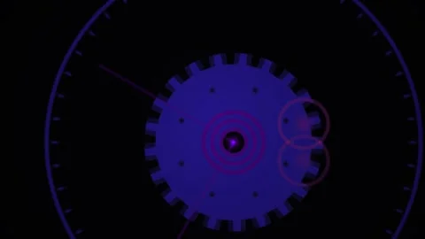 Abstract digital gear animation with rotating circular HUD elements in dark.. Stock Footage 334443666