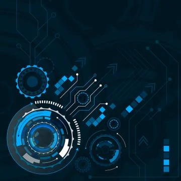 Abstract digital gear wheels technological concept, vector illustration. Stock Illustration
