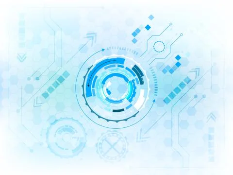 Abstract digital gear wheels technological concept with circuit board. Stock Illustration