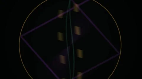 Abstract Digital Geometric Animation Featuring Rotating Shapes and Glowing .. Stock Footage 341779540