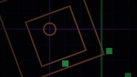 Abstract Digital Geometric Animation with Rotating Squares and Pulsing Circle Stock Footage 340494327
