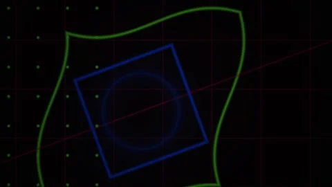 Abstract Digital Geometric Animation with Rotating Square and Curving Lines. Stock Footage 341779551