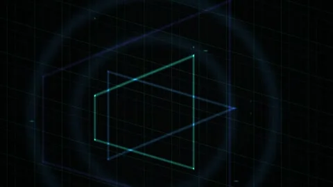 Abstract Digital Geometric Motion Graphics with Glowing Lines and Rotating .. Stock Footage 340494613